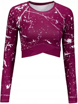 Hochwertiges Funktions-Crop-Top mit langen Ärmeln für Damen ALTISPORT VOJ/ALW034TR04 FUCHSIE
