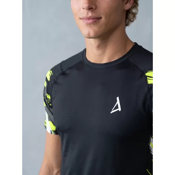  Hochwertiges Funktions-Kompressions-T-Shirt mit kurzen Ärmeln für Herren ALTISPORT VOJ/ALM039TR04 SCHWARZ UND GELB 