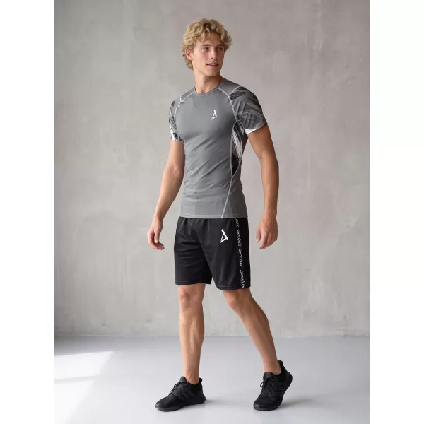  Hochwertiges Funktions-Kompressions-T-Shirt mit kurzen Ärmeln für Herren ALTISPORT VOJ/ALM039TR04 GRAU 