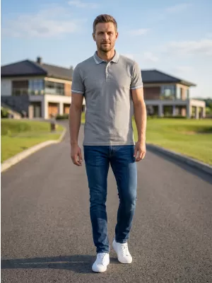 Herren-T-Shirt mit Kragen ALTISPORT NoPrint NP/ALM912 DUNKELGRAUE HIGHLIGHTS