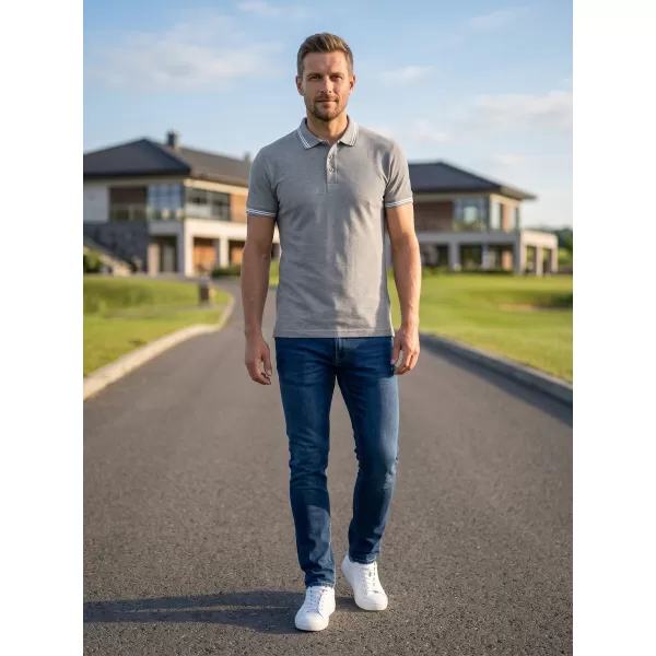  Herren-T-Shirt mit Kragen ALTISPORT NoPrint NP/ALM912 DUNKELGRAUE HIGHLIGHTS 