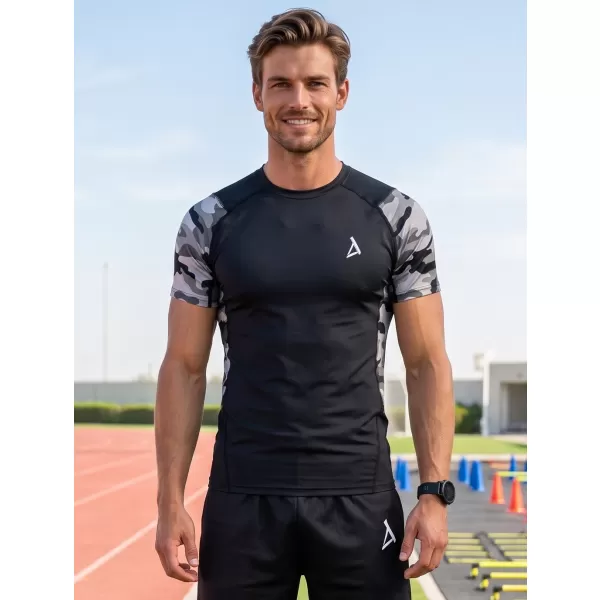  Hochwertiges Funktions-Kompressions-T-Shirt mit kurzen Ärmeln für Herren ALTISPORT VOJ/ALM038TR04 GRAU 