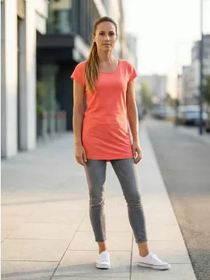 Langes T-Shirt für Damen ALTISPORT NoPrint NP/ALW321 KORALLE