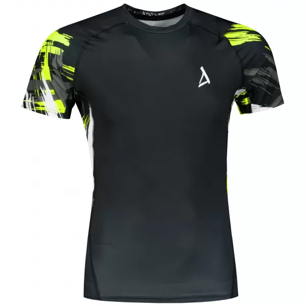  Hochwertiges Funktions-Kompressions-T-Shirt mit kurzen Ärmeln für Herren ALTISPORT VOJ/ALM039TR04 SCHWARZ UND GELB 