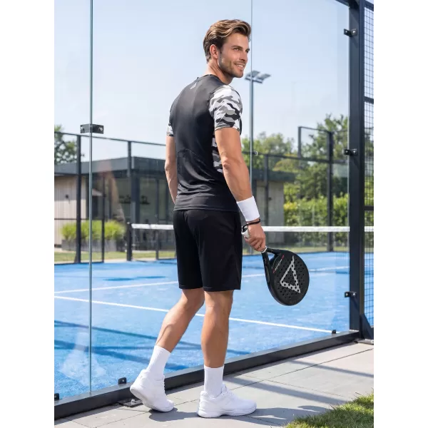  Hochwertiges Funktions-Kompressions-T-Shirt mit kurzen Ärmeln für Herren ALTISPORT VOJ/ALM038TR04 SCHWARZ UND WEIß 