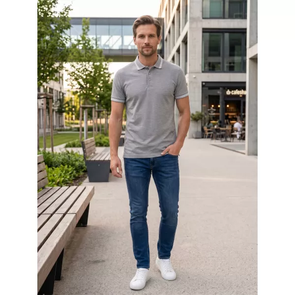  Herren-T-Shirt mit Kragen ALTISPORT NoPrint NP/ALM912 DUNKELGRAUE HIGHLIGHTS 