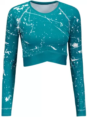 Hochwertiges Funktions-Crop-Top mit langen Ärmeln für Damen ALTISPORT VOJ/ALW034TR04 SMARAGD