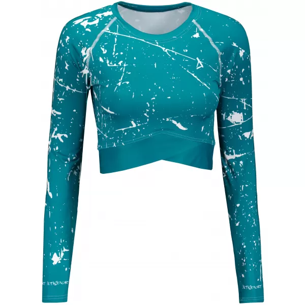  Hochwertiges Funktions-Crop-Top mit langen Ärmeln für Damen ALTISPORT VOJ/ALW034TR04 SMARAGD 