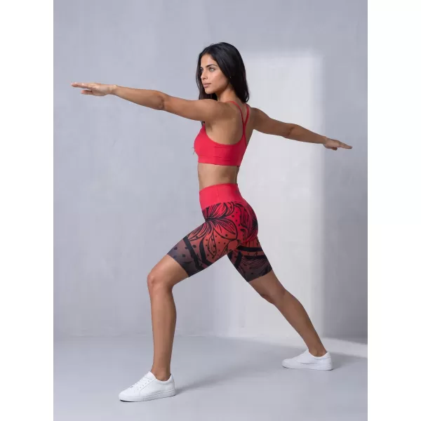  Hochwertige Damen-Funktionsleggings oberhalb des Knies ALTISPORT VOJ/ALW045LEG02 ROT UND SCHWARZ 