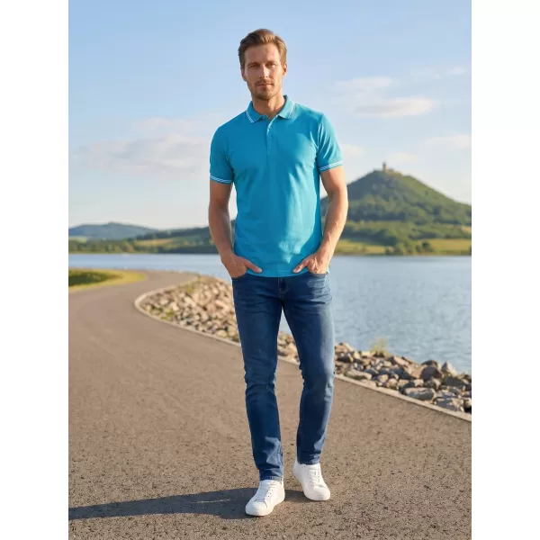  Herren-T-Shirt mit Kragen ALTISPORT NoPrint NP/ALM912 TÜRKIS 