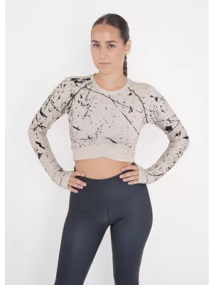 Hochwertiges Funktions-Crop-Top mit langen Ärmeln für Damen ALTISPORT VOJ/ALW034TR04 BRAUN