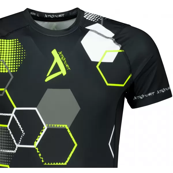  Hochwertiges Funktions-Kompressions-T-Shirt mit kurzen Ärmeln für Herren ALTISPORT VOJ/ALM037TR04 SCHWARZ UND GELB 