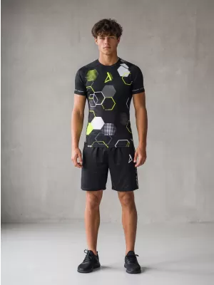 Hochwertiges Funktions-Kompressions-T-Shirt mit kurzen Ärmeln für Herren ALTISPORT VOJ/ALM037TR04 SCHWARZ UND GELB