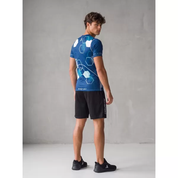  Hochwertiges Funktions-Kompressions-T-Shirt mit kurzen Ärmeln für Herren ALTISPORT VOJ/ALM037TR04 NAVY BLAU 