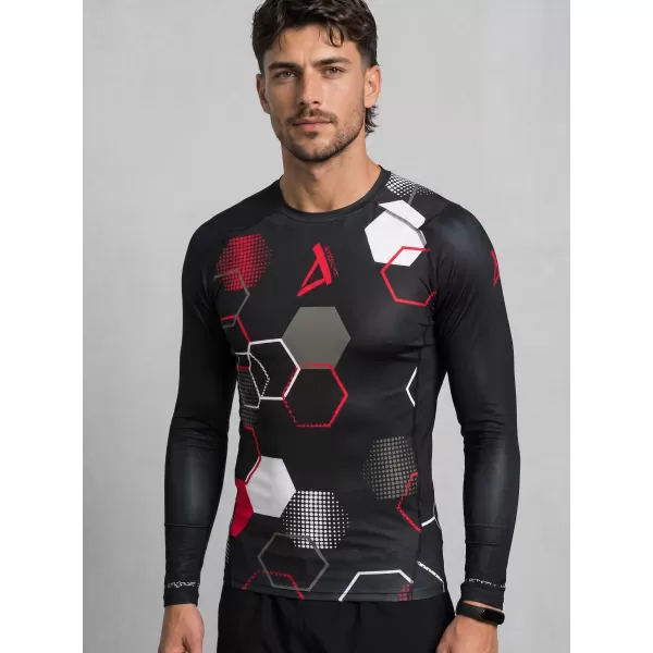  Hochwertiges funktionelles Kompressions-T-Shirt für Herren ALTISPORT VOJ/ALM037TR03 SCHWARZ UND ROT 