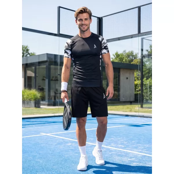  Hochwertiges Funktions-Kompressions-T-Shirt mit kurzen Ärmeln für Herren ALTISPORT VOJ/ALM038TR04 SCHWARZ UND WEIß 