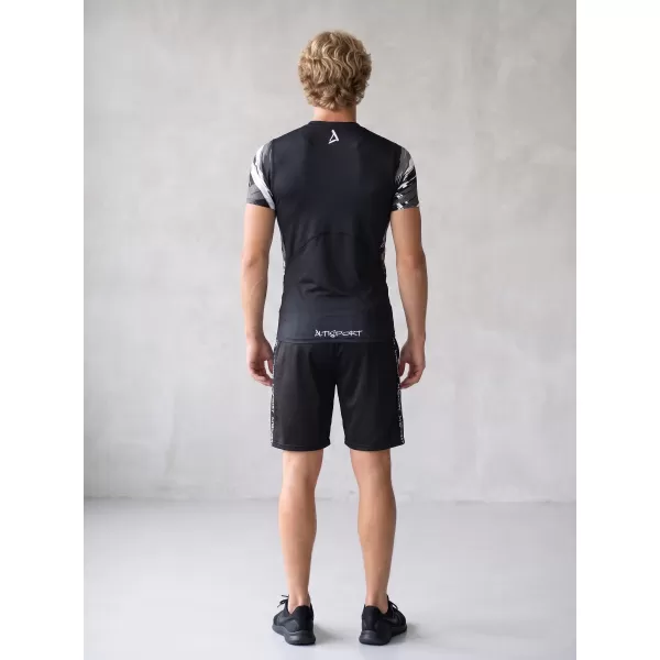 Hochwertiges Funktions-Kompressions-T-Shirt mit kurzen Ärmeln für Herren ALTISPORT VOJ/ALM039TR04 SCHWARZ UND WEIß 