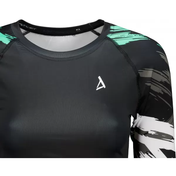  Hochwertiges Funktions-Crop-Top mit langen Ärmeln für Damen ALTISPORT VOJ/ALW039TR04 SCHWARZ/TÜRKIS 