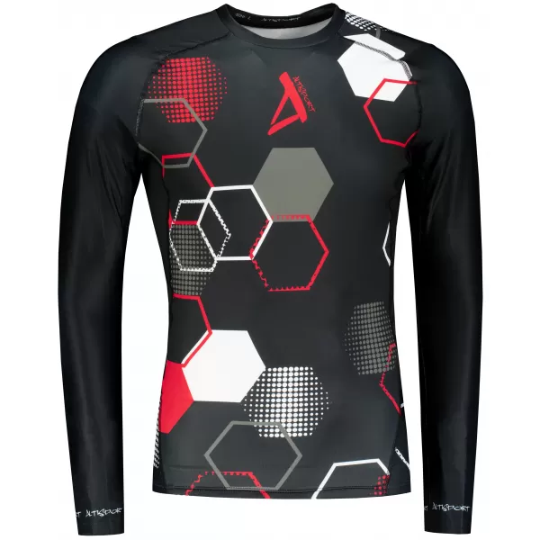  Hochwertiges funktionelles Kompressions-T-Shirt für Herren ALTISPORT VOJ/ALM037TR03 SCHWARZ UND ROT 