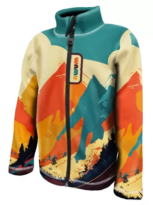Fleece-Sweatshirt für Kinder WAMU MOUNTAIN BIKE GRÜN