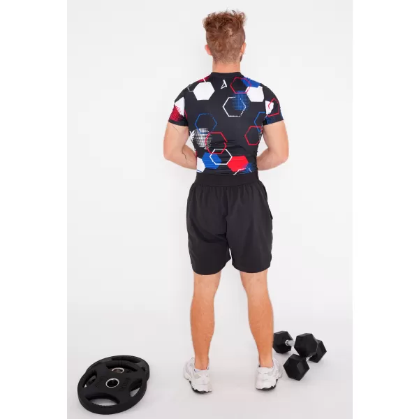  Herren Funktions-Kompressionsshirt mit kurzen Ärmeln Premium ALTISPORT VOJ/ALM036TR04 HEXA SCHWARZ 