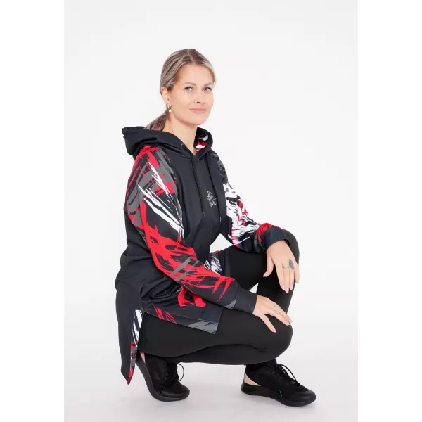  Funktionelles erweitertes Damen-Sweatshirt Premium ALTISPORT VOJ/ALW039MI03 SCHWARZ/ROT 