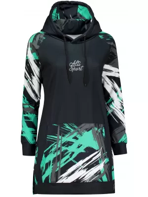 Funktionelles erweitertes Damen-Sweatshirt Premium ALTISPORT VOJ/ALW039MI03 SCHWARZ/TÜRKIS