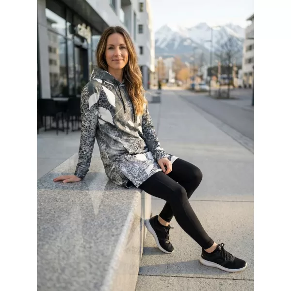  Funktionelles erweitertes Damen-Sweatshirt Premium ALTISPORT VOJ/ALW020MI03 SCHWARZ UND WEIß 