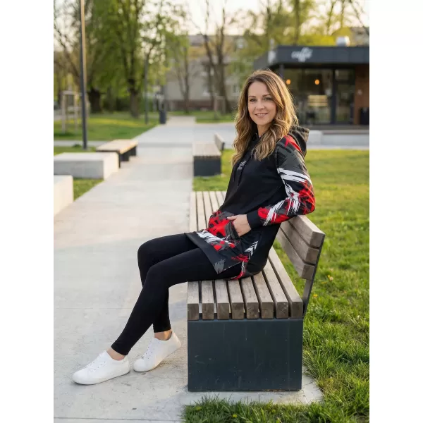  Funktionelles erweitertes Damen-Sweatshirt Premium ALTISPORT VOJ/ALW039MI03 SCHWARZ/ROT 