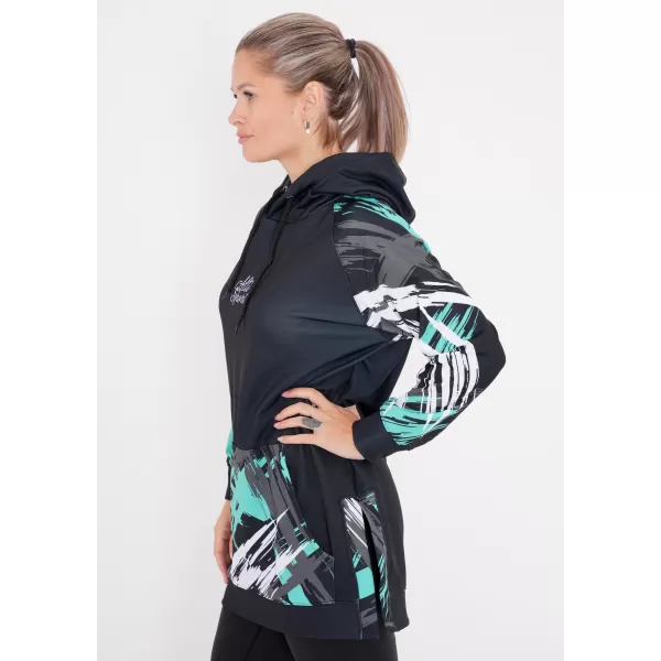  Funktionelles erweitertes Damen-Sweatshirt Premium ALTISPORT VOJ/ALW039MI03 SCHWARZ/TÜRKIS 