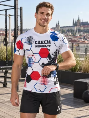 Herren Funktions-Kompressionsshirt mit kurzen Ärmeln Premium ALTISPORT VOJ/ALM036TR04 HEXA WEIß