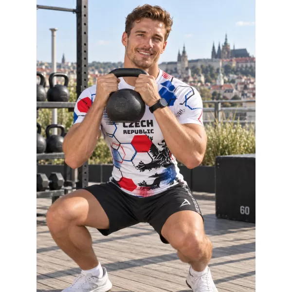  Herren Funktions-Kompressionsshirt mit kurzen Ärmeln Premium ALTISPORT VOJ/ALM036TR04 HEXA WEIß 