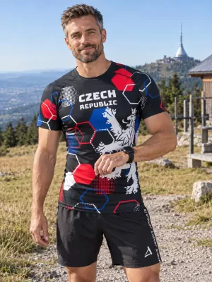 Herren Funktions-Kompressionsshirt mit kurzen Ärmeln Premium ALTISPORT VOJ/ALM036TR04 HEXA SCHWARZ