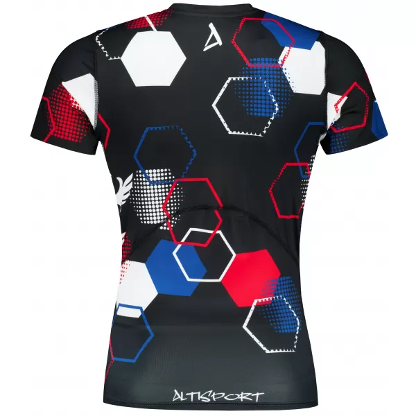  Herren Funktions-Kompressionsshirt mit kurzen Ärmeln Premium ALTISPORT VOJ/ALM036TR04 HEXA SCHWARZ 