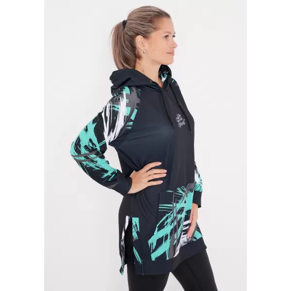  Funktionelles erweitertes Damen-Sweatshirt Premium ALTISPORT VOJ/ALW039MI03 SCHWARZ/TÜRKIS 