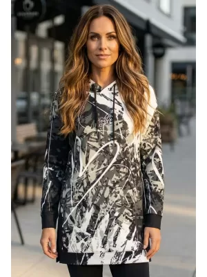 Funktionelles erweitertes Damen-Sweatshirt Premium ALTISPORT VOJ/ALW018MI03 SCHWARZ UND WEIß