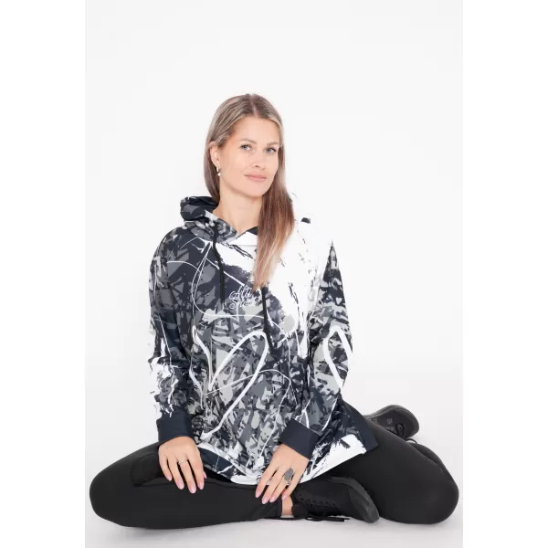  Funktionelles erweitertes Damen-Sweatshirt Premium ALTISPORT VOJ/ALW018MI03 SCHWARZ UND WEIß 