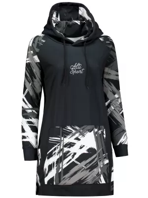 Funktionelles erweitertes Damen-Sweatshirt Premium ALTISPORT VOJ/ALW039MI03 SCHWARZ/WEIß