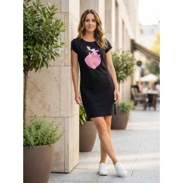  Frauen erweitert t -Shirt/Kleid ALTISPORT ALW187178 SCHWARZ -PINK 