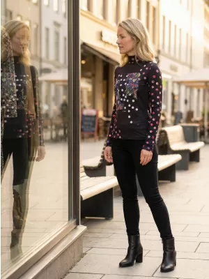 Rollkragenpullover für Damen KIXMI TINA SCHWARZ