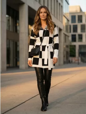 Damenpullover ALTISPORT DEHLIA SCHWARZ-WEISS