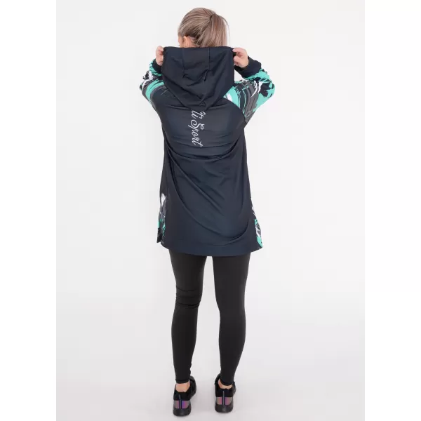  Funktionelles erweitertes Damen-Sweatshirt Premium ALTISPORT VOJ/ALW039MI03 SCHWARZ/TÜRKIS 