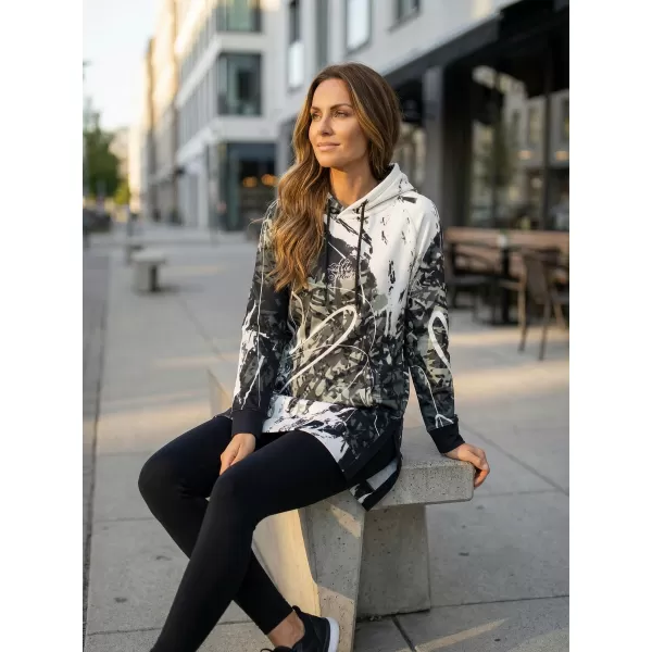  Funktionelles erweitertes Damen-Sweatshirt Premium ALTISPORT VOJ/ALW018MI03 SCHWARZ UND WEIß 