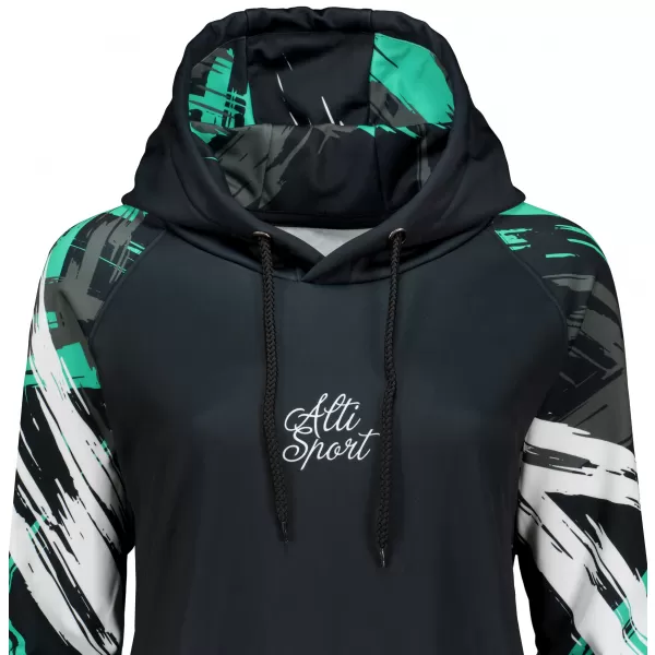  Funktionelles erweitertes Damen-Sweatshirt Premium ALTISPORT VOJ/ALW039MI03 SCHWARZ/TÜRKIS 