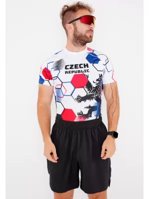 Herren Funktions-Kompressionsshirt mit kurzen Ärmeln Premium ALTISPORT VOJ/ALM036TR04 HEXA WEIß