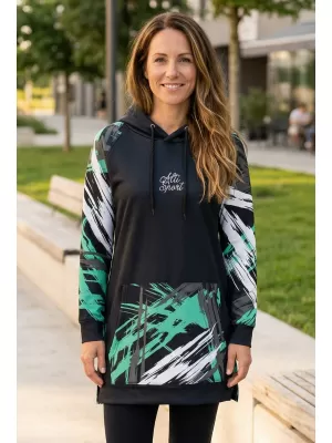 Funktionelles erweitertes Damen-Sweatshirt Premium ALTISPORT VOJ/ALW039MI03 SCHWARZ/TÜRKIS