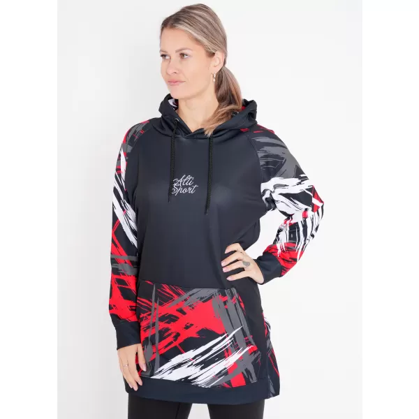  Funktionelles erweitertes Damen-Sweatshirt Premium ALTISPORT VOJ/ALW039MI03 SCHWARZ/ROT 