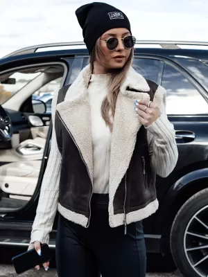 Weste DSTREET WOOLZIP TY4746 ČERNÁ/KARAMELOVÁ SCHWARZ/BRAUN