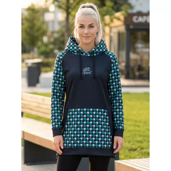  Funktionelles erweitertes Damen-Sweatshirt Premium ALTISPORT VOJ/ALW048MI03 SCHWARZ UND BLAU 