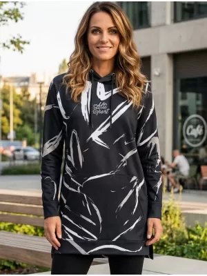 Funktionelles erweitertes Damen-Sweatshirt Premium ALTISPORT VOJ/ALW049MI03 SCHWARZ UND WEIß